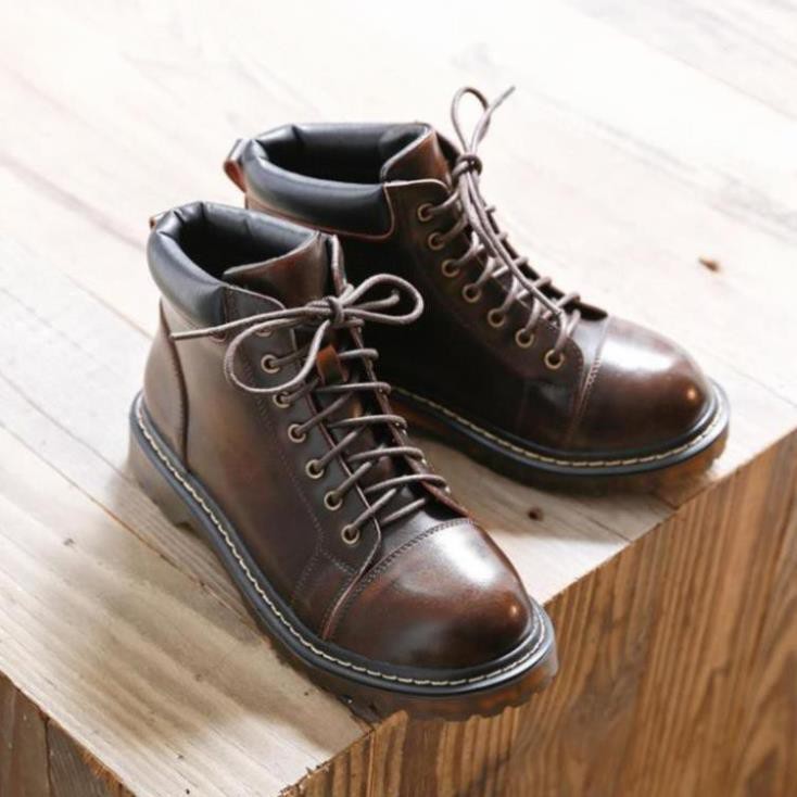 [Sale 3/3]Giày da nữ cổ cao vintage, Boots da bò thật, MZDL Boots, Giày Vintage style, Mori style - Collar Boots -pi9