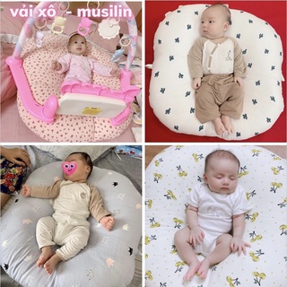 Gối chống trào ngược cao cấp Vuông Tròn cotton Hàn chần bông, chống nôn trớ an toàn cho bé