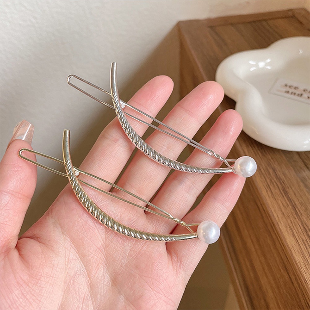 Kẹp Tóc Đính Ngọc Trai Màu Vàng/Bạc Hình Đầu Ếch Phong Cách Hàn Quốc Thời Trang Mùa Hè Xinh Xắn