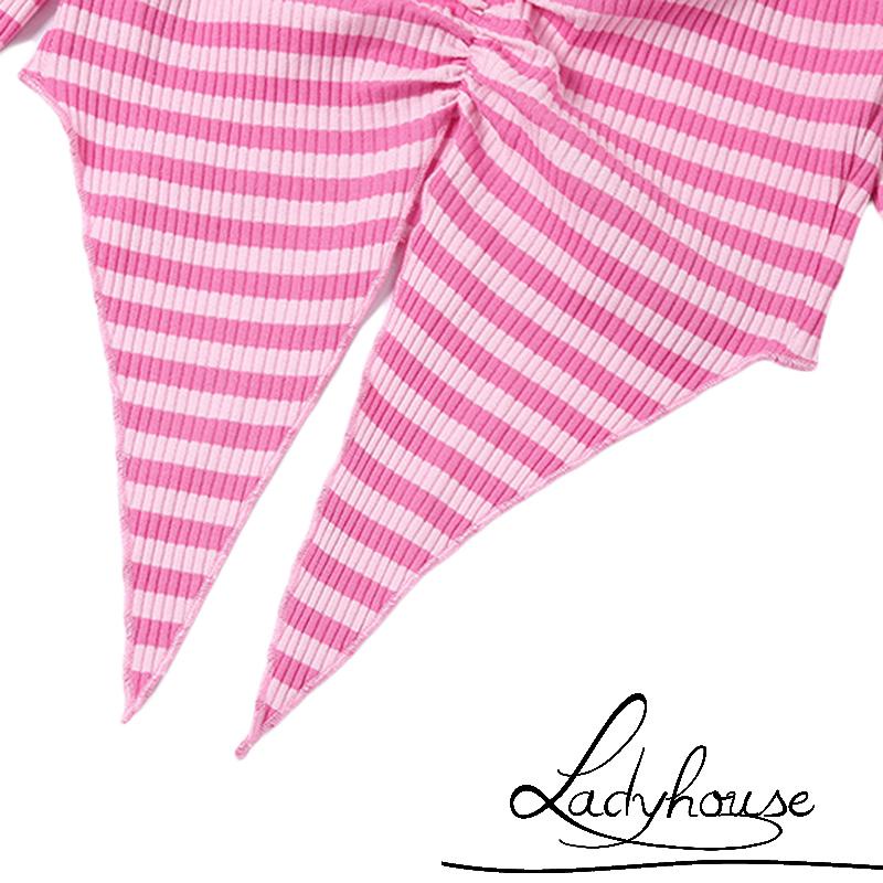 Áo Tay Dài Hở Vai Họa Tiết Sọc Ngang Thời Trang Dành Cho Nữ