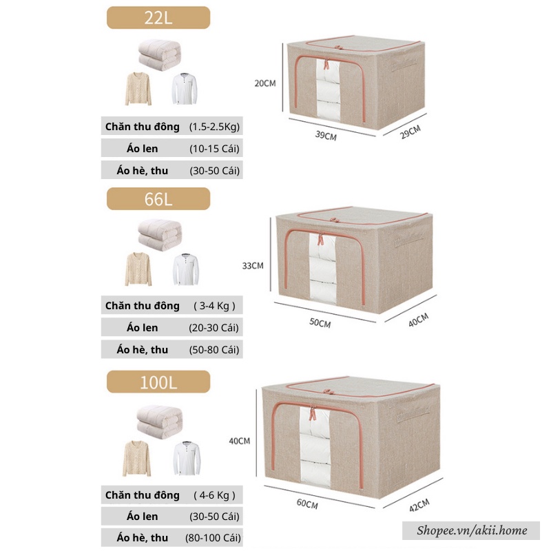 Hộp Đựng Quần Áo Khung Thép, Gấp Gọn, Hình Chú Mèo, Vải Lanh Mịn Cao Cấp, Nhiều Dung Tích Akii Home TD33