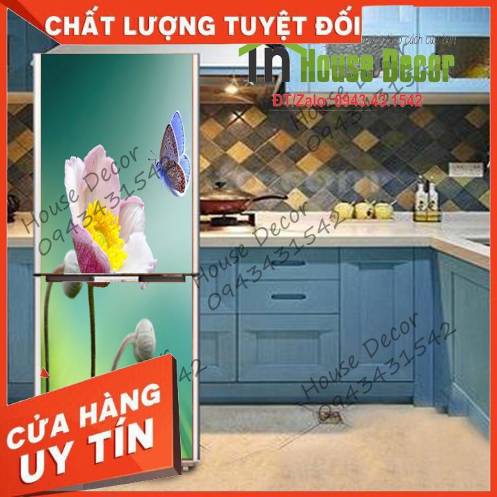 Miếng Dán Tủ Lạnh Chống Thấm Nước - Phù Hợp Mọi Loại Tủ - Hoa Bướm