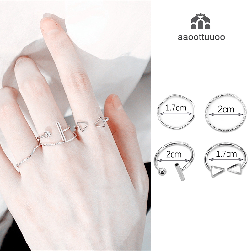 Bộ 4 nhẫn đeo ngón tay thời trang phong cách Hàn Quốc cho nữ