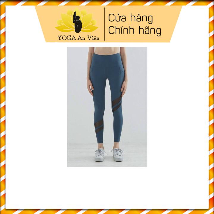 Quần dài lưới so le chất thun dày dặn thấm hút mồ hôi- Yoga An Viên
