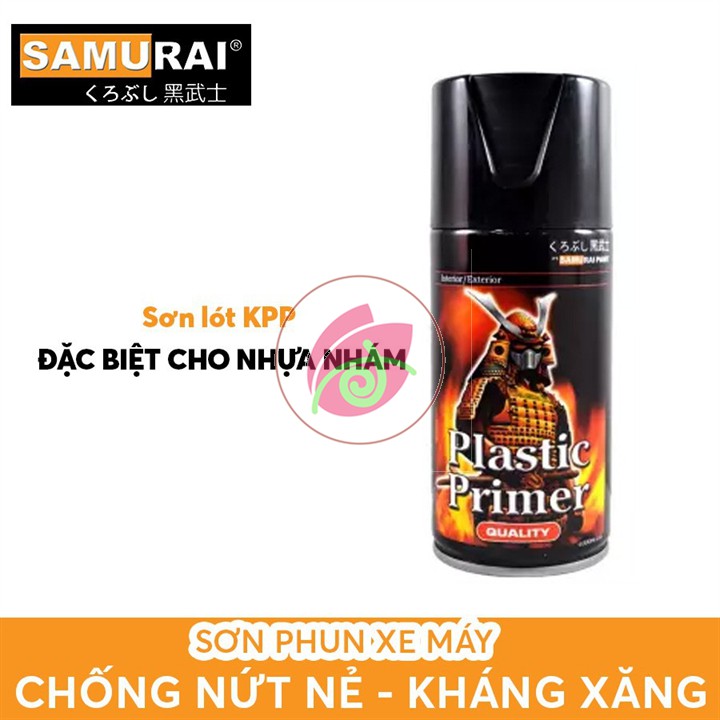 Sơn xịt Lót Nhựa plastic (nhựa nhám đen, yếm xe, dè sau xe máy, nội thất oto) - samurai KPP (300 ml)