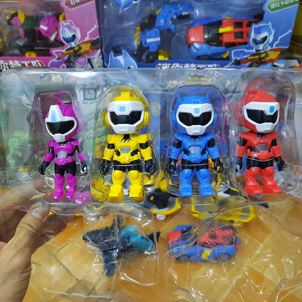 Bộ miniforce nhí mini đồ chơi trẻ em Biệt đội siêu nhân nhí gồm siêu nhân và khủng long