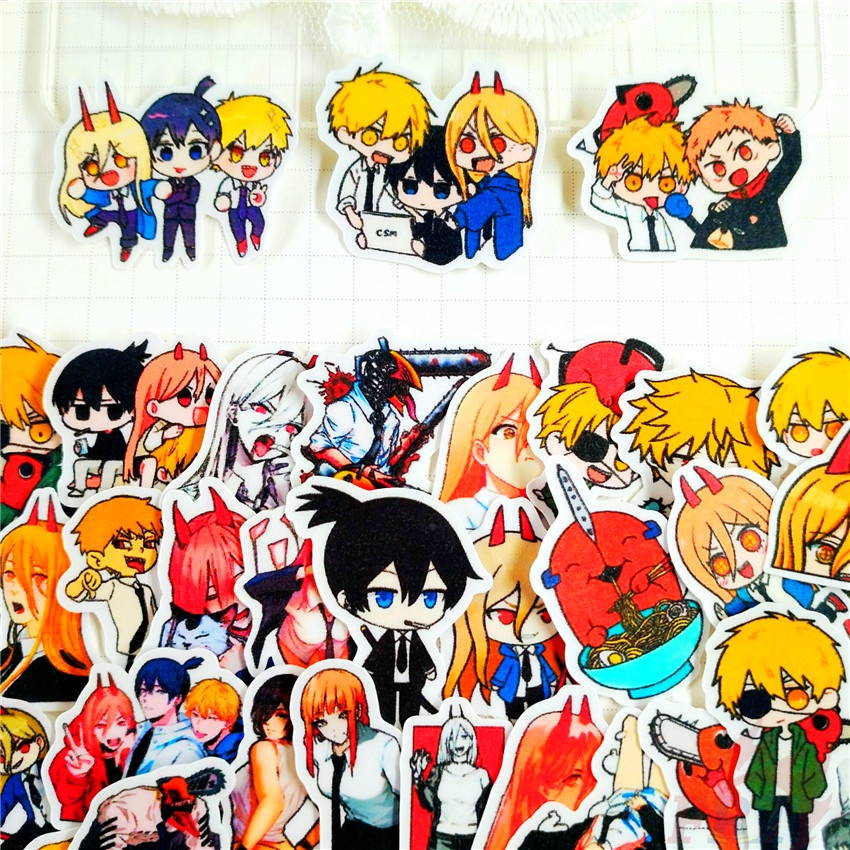 ★★★ Chainsaw Man Q-2 Mini Diary Manual Stickers ★★★ 60Pcs/Set DIY Fashion Scrapbooks Album Decor Decals Stickers（Size: 2~3cm）
