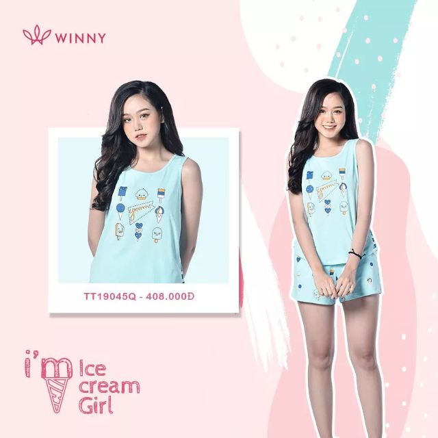 Bộ mặc nhà Winny áo sát nách quần sooc cotton 19045 Giá 408.000đ