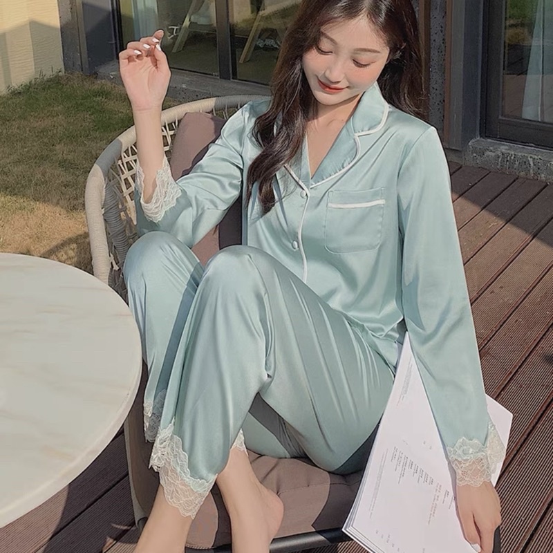 Bộ ngủ dài tay, bộ ngủ lụa cao cấp ⚡️FREE SHIP⚡️ Bộ lụa