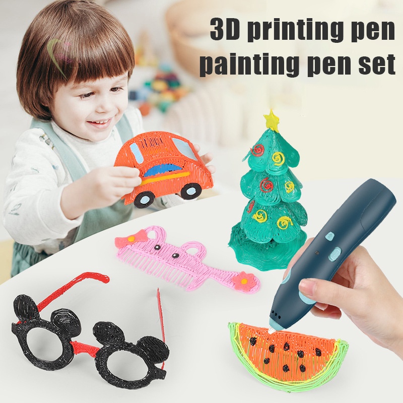Bộ Bút In 3D 3D Sạc USB Kèm 10 Khuôn Vẽ 3D Dành Cho Trẻ Em Kèm Phụ Kiện 10 Món