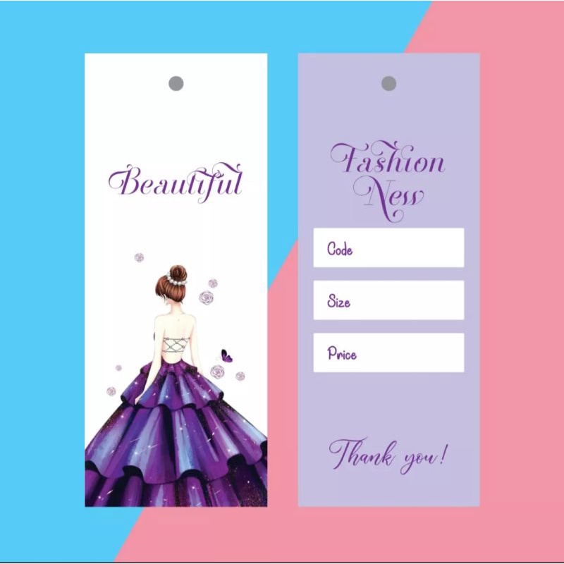 100Nhãn mác giấy quần áo thời trang cao cấp-HÀNG CÓ SẴN-tím số 9