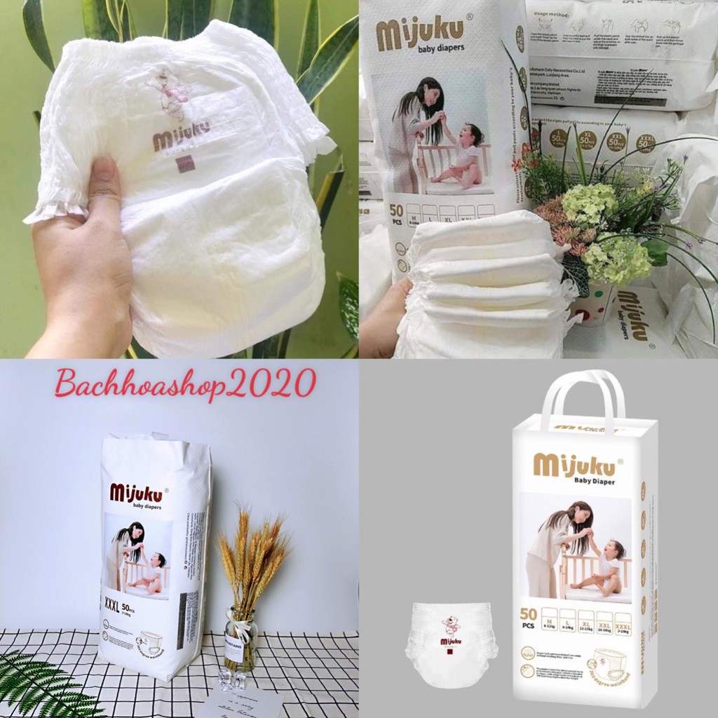 Tã Quần Cao Cấp MIJUKU M100, L100, XL100, XXL100, XXXL100 Siêu Thấm Hút, Mỏng Nhẹ