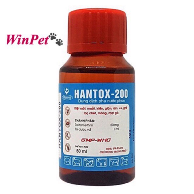 HANTOX 200 - 50ml diệt Ve Chó, Bọ Chét, Rận,Ruồi, Mũi,...