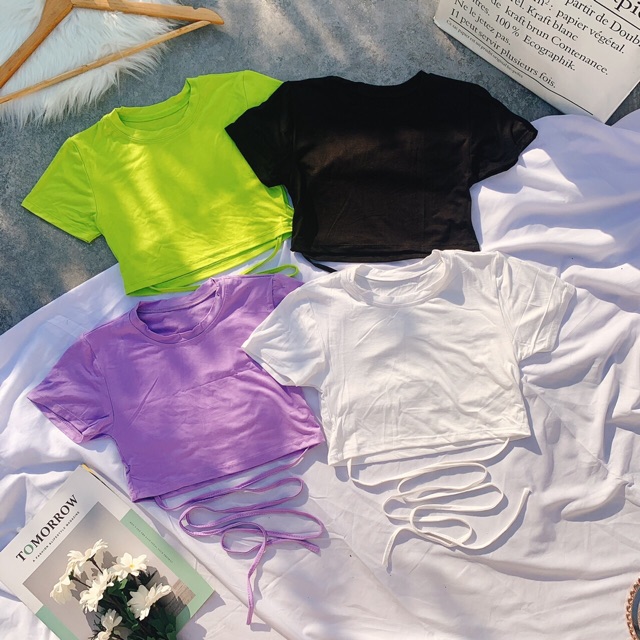 Free ship_Áo croptop chéo dây hông cực xinh