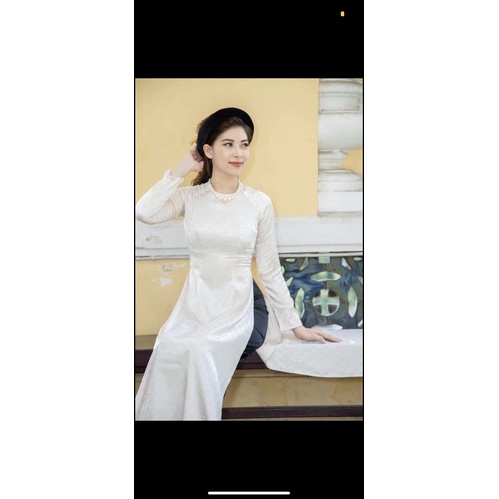 Áo dài gấm tơ logo hàng hiệu Minh Anh Fashion CÓ MAY SỐ ĐO