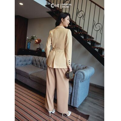 Blazer đai buộc 2 cúc
