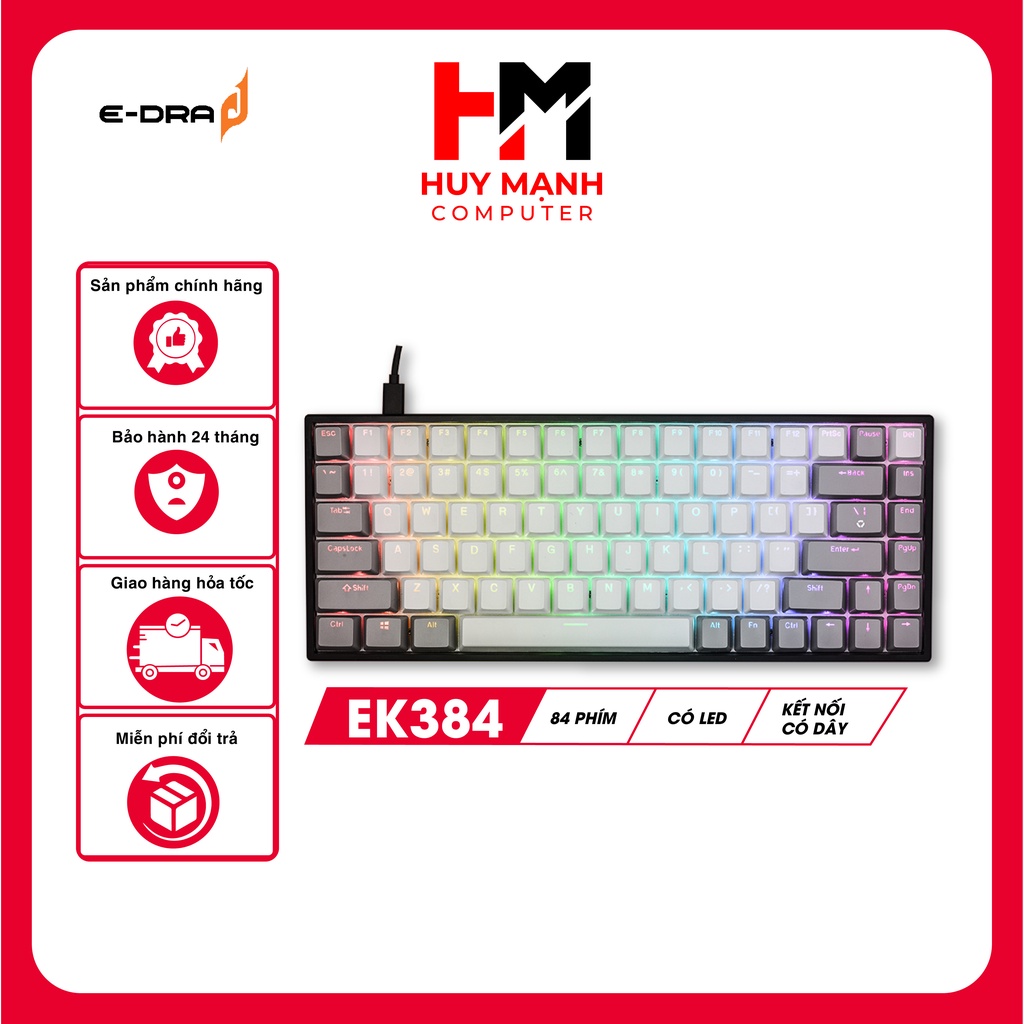 Bàn phím cơ Edra EK384 huy mạnh computer bàn phím máy tính có dây RGB LED