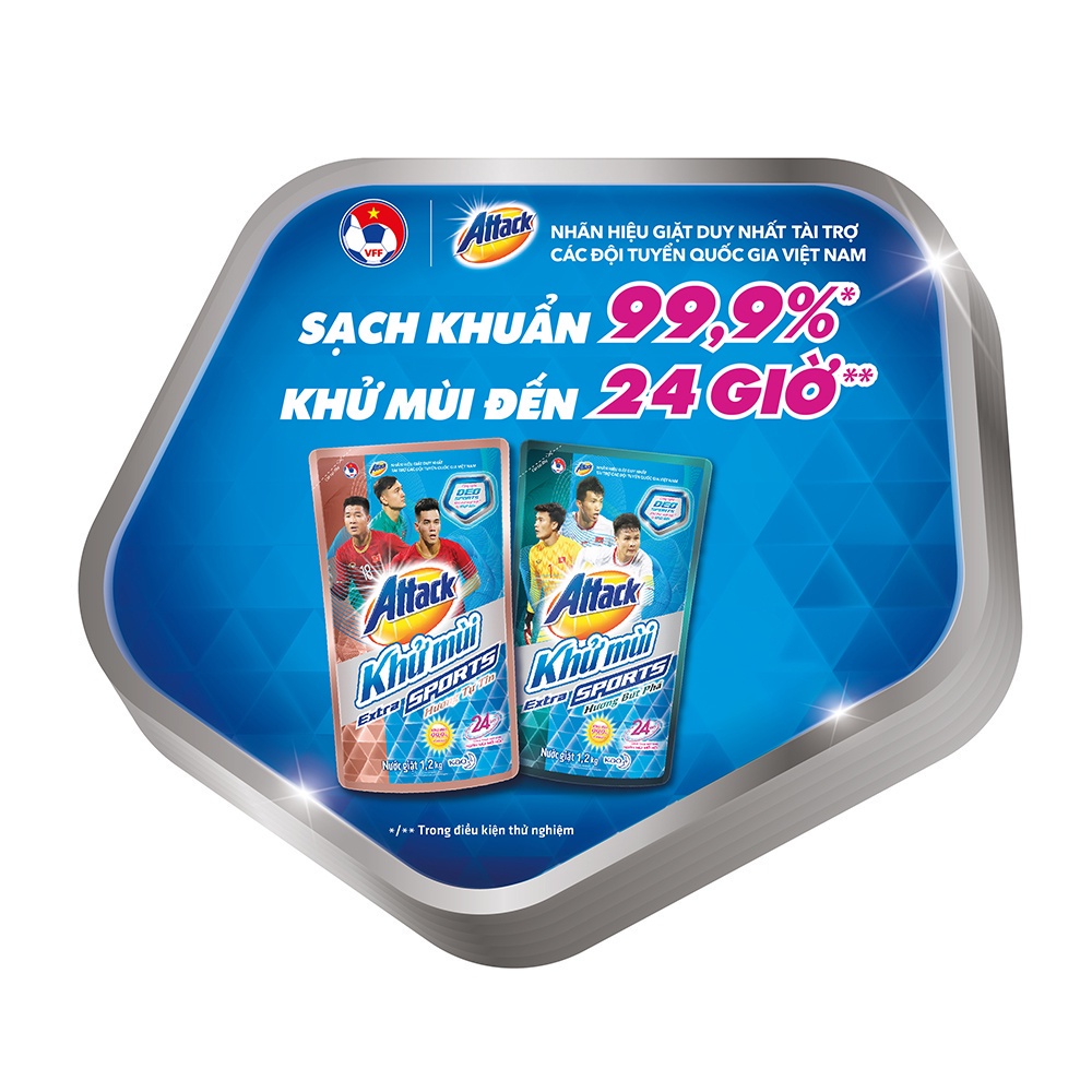 [Mã FMCGKAO52 giảm 8% đơn 250k] Combo 2 Nước giặt Attack Khử Mùi Extra Sport Bứt Phá túi 1.2kg