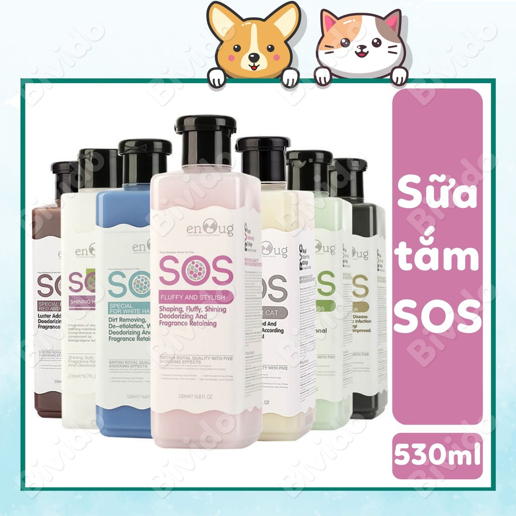 Sữa Tắm SOS cho chó mèo mượt lông, diệt bọ chai 530ml - Bivido