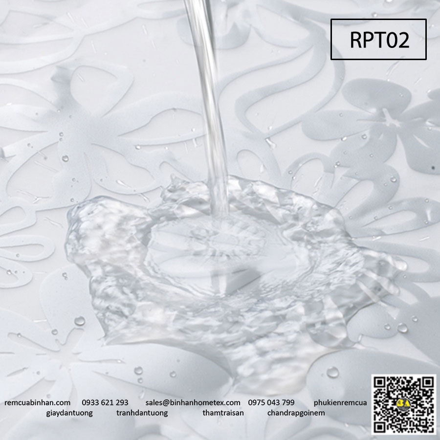 Rèm phòng tắm họa tiết hoa màu trắng sang trọng Màn chống nước nhà tắm Phụ kiện nhà tắm RPT02
