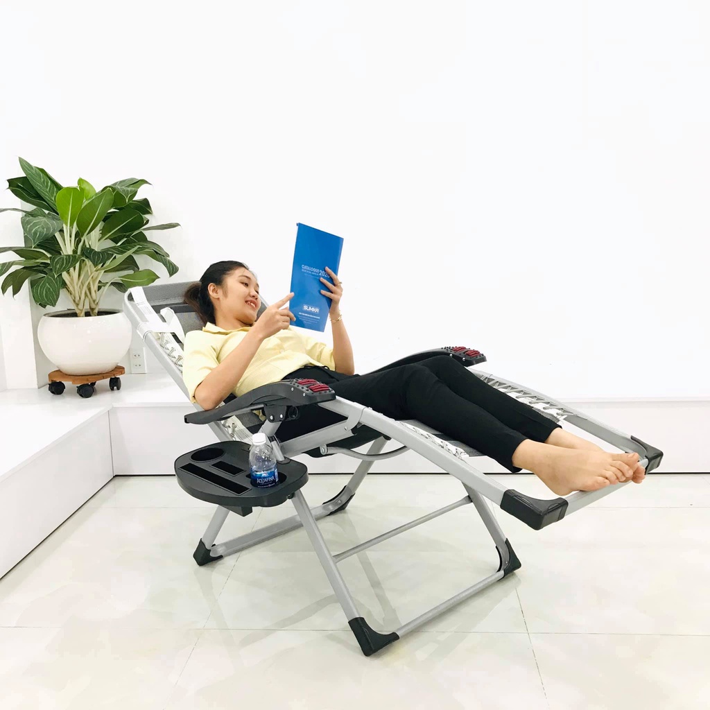Ghế xếp thư giãn SUMIKA 199 - có lăn tay massage, khung vuông cao cấp, tải trọng 300kg