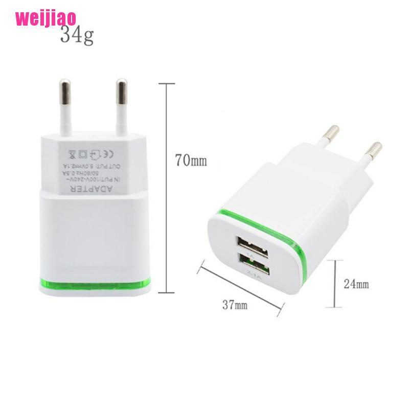 Củ Sạc 2 Cổng Usb 5v 2a Có Đèn Led Cho Iphone Ipad Samsung