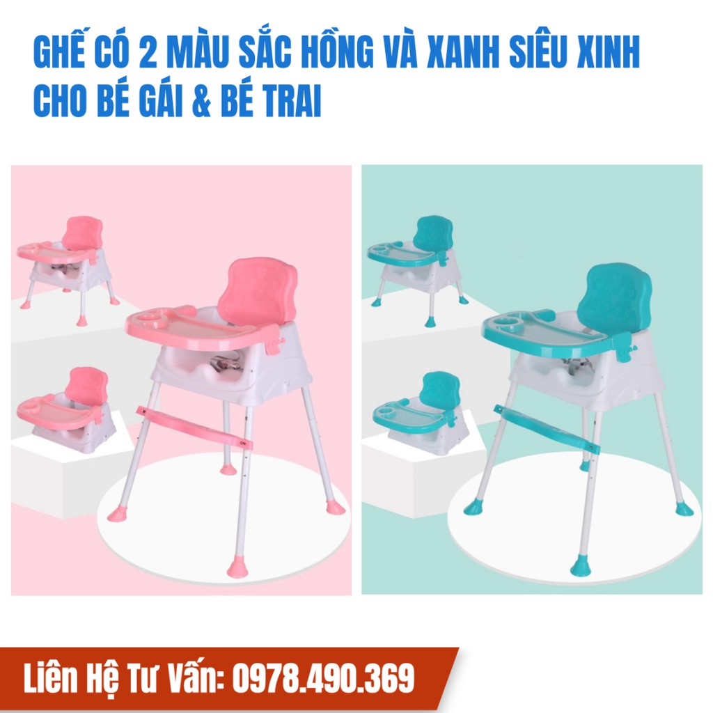 Ghế ăn dặm cho bé, điều chỉnh độ cao linh hoạt, gấp gọn dễ dàng tiện lợi