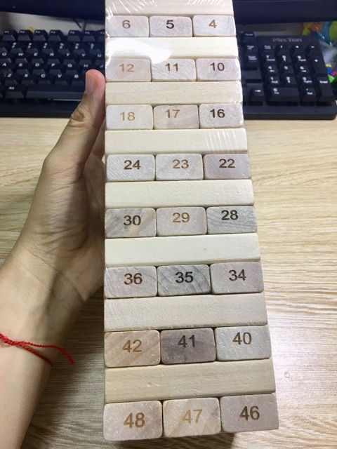 Đồ chơi rút gỗ số + sắc màu 48 thanh