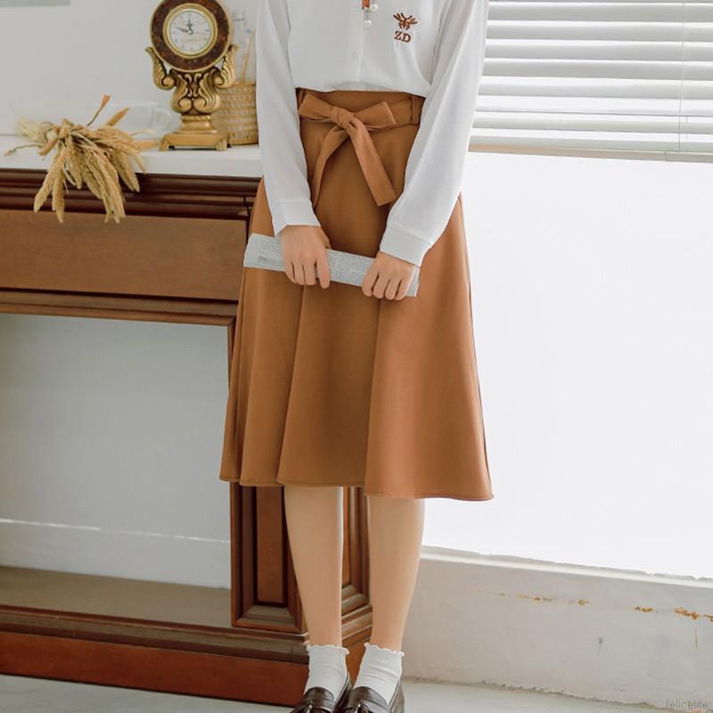 Chân váy dài cột nơ lớn 6 màu phong cách cổ điển cho nữ