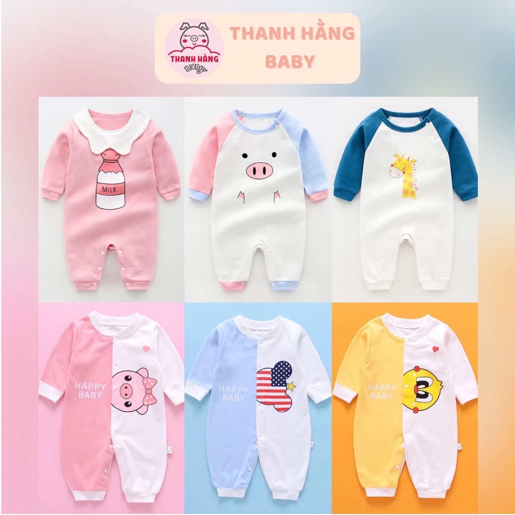 Body Cho Bé, Bộ Body Dài Tay Thu Đông Bé  Trai Bé Gái Thanh Hằng Baby Từ 3 Đến 13 Kg