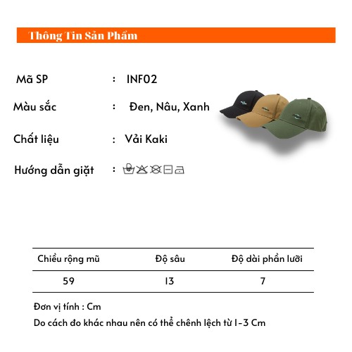 Nón kết nam nữ mũ lưỡi trai hàng hiệu Inflation cao cấp đẹp thời trang phong cách đường phố INF02