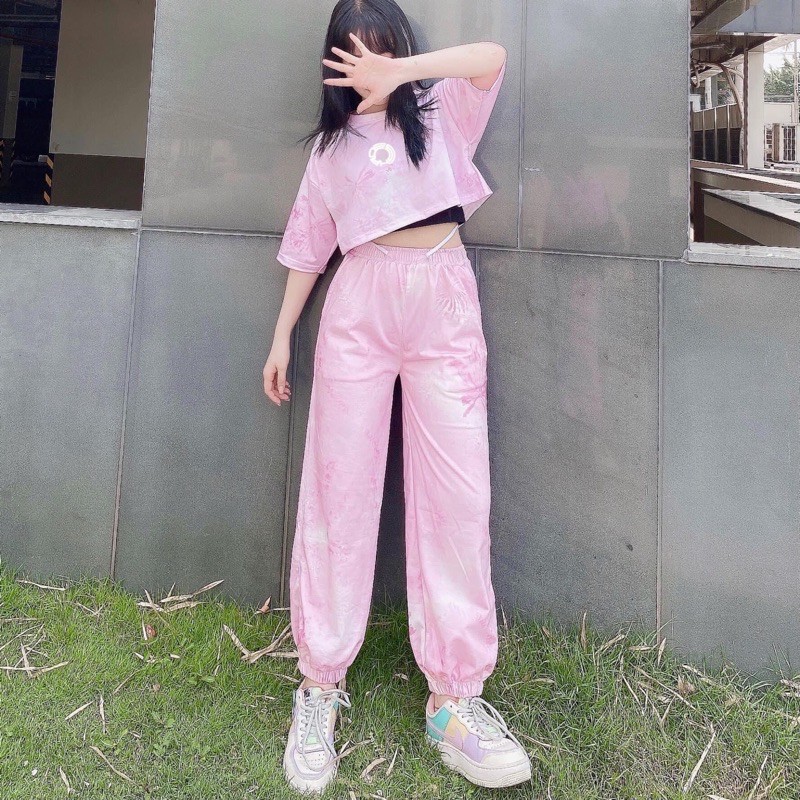 Set Jogger TIE CropTop TIE Phản Quang Ảnh Thật