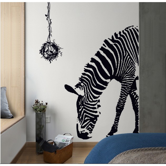 Decal trang trí tường - Ngựa Vằn Đen tinh tế