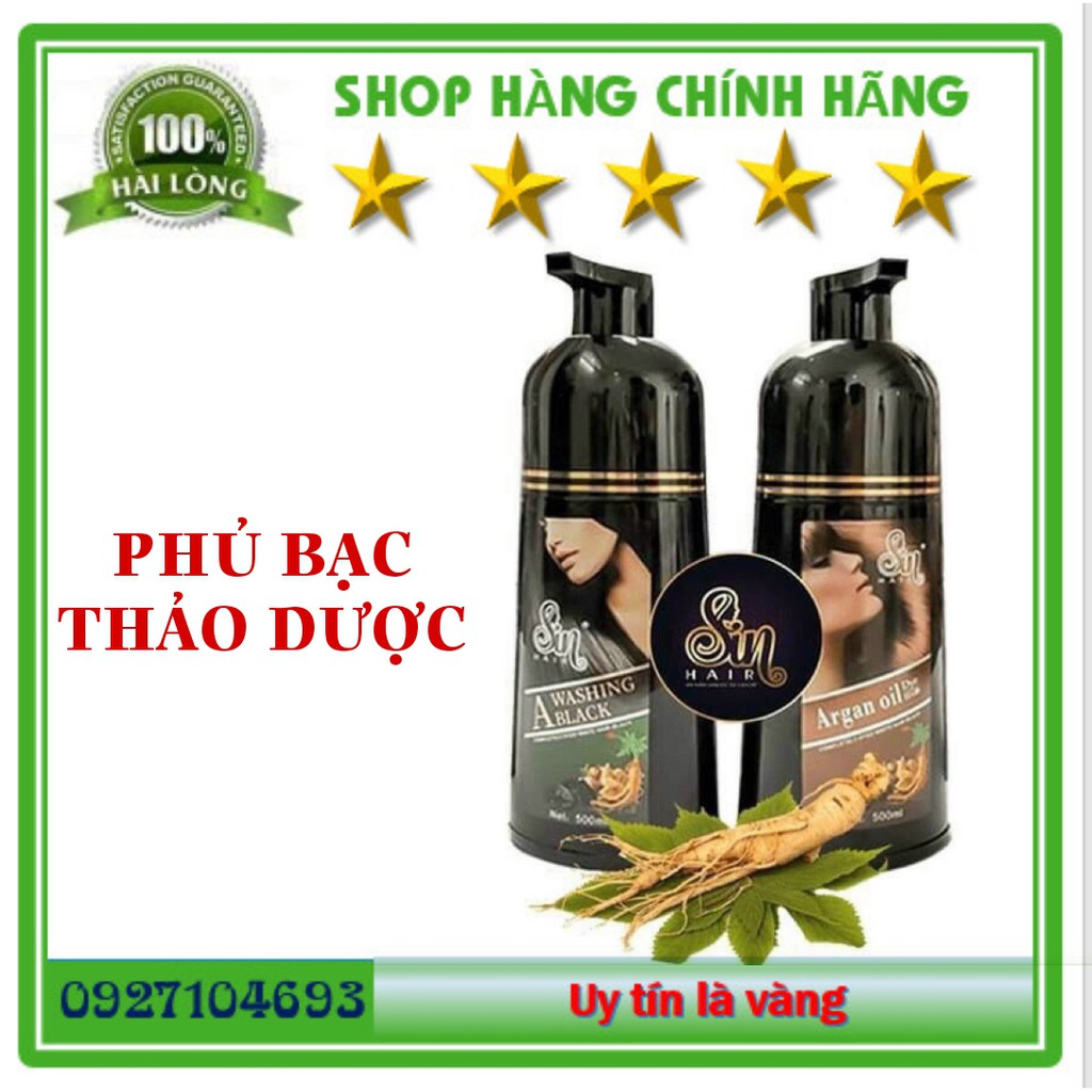 [Cam kết chính hãng] Dầu Gội Phủ Bạc Sin Hair, Phủ Bạc Đen Tóc, Nâu Tóc Từ Lần Gội Đầu Tiên, 100% Thảo Dược Thiên Nhiên