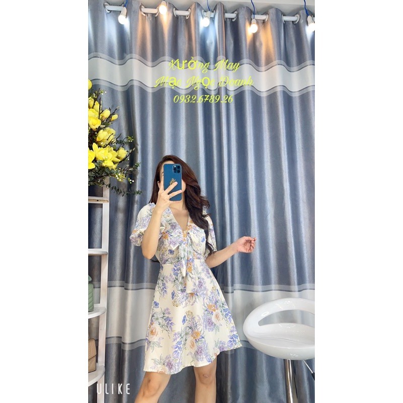 Váy hoa thắt nơ tay phồng có video sản phẩm | BigBuy360 - bigbuy360.vn