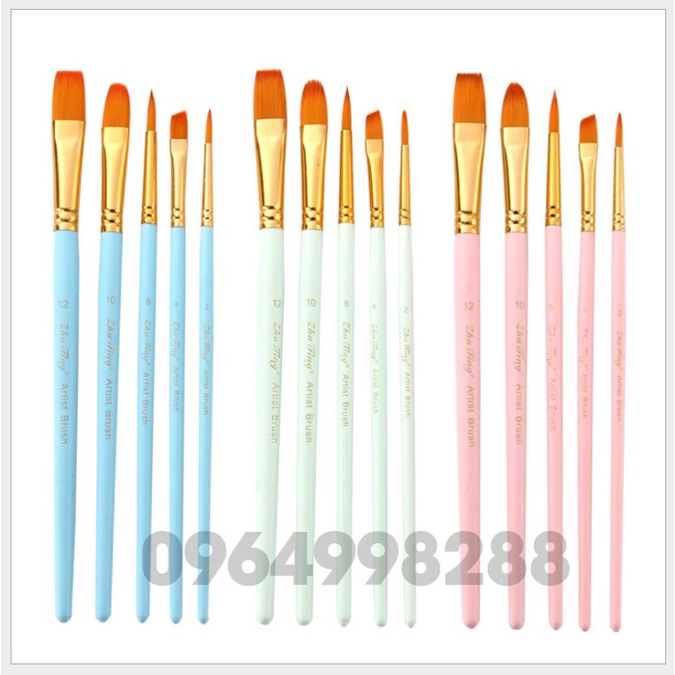 [ RẺ NHẤT] Bộ cọ 5 chi tiết cao cấpchuyên vẽ acrylicmàu bộtsơn dâumàu nước ( có đủ 3 màu đẹp nhất)