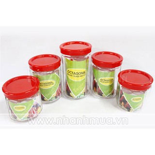 Lọ Đựng Gia Vị 5 Cốc Thủy Tinh