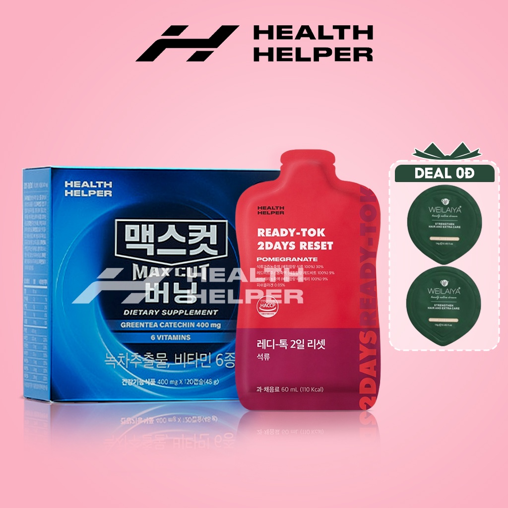 Combo Detox giảm cân Ready Tok 2-Days - Max Cut Catechin trà xanh - Health Helper Hàn Quốc