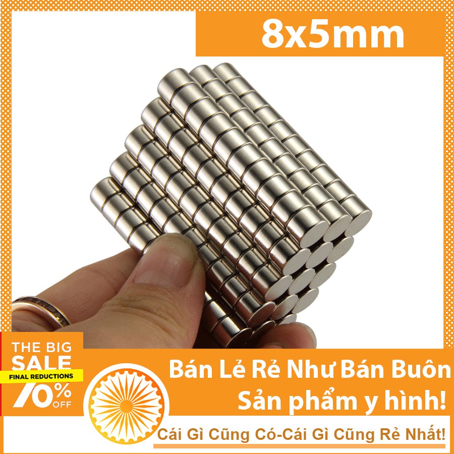 Nam châm đất hiếm viên tròn 8x5mm siêu hít