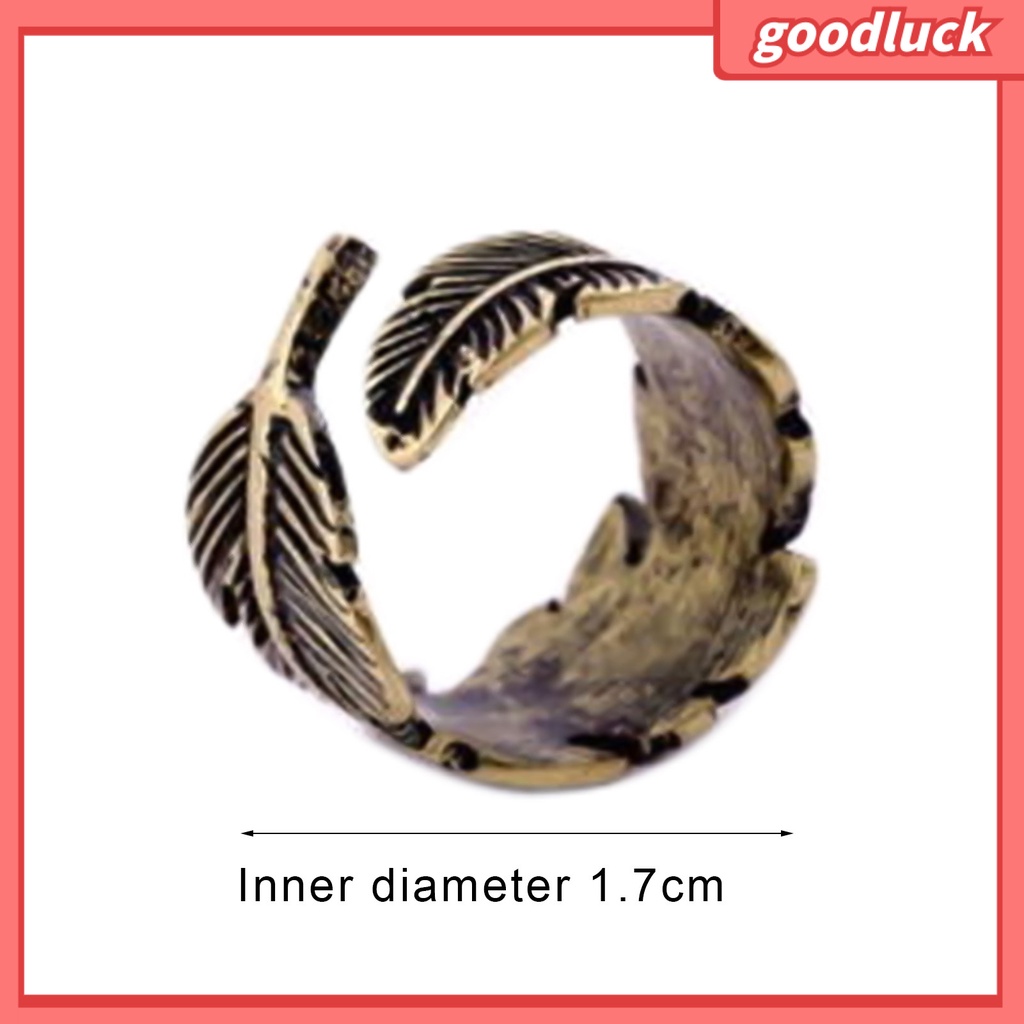 Nhẫn hở hình chiếc lá bằng đồng có thể điều chỉnh phong cách cổ điển cho nam và nữ