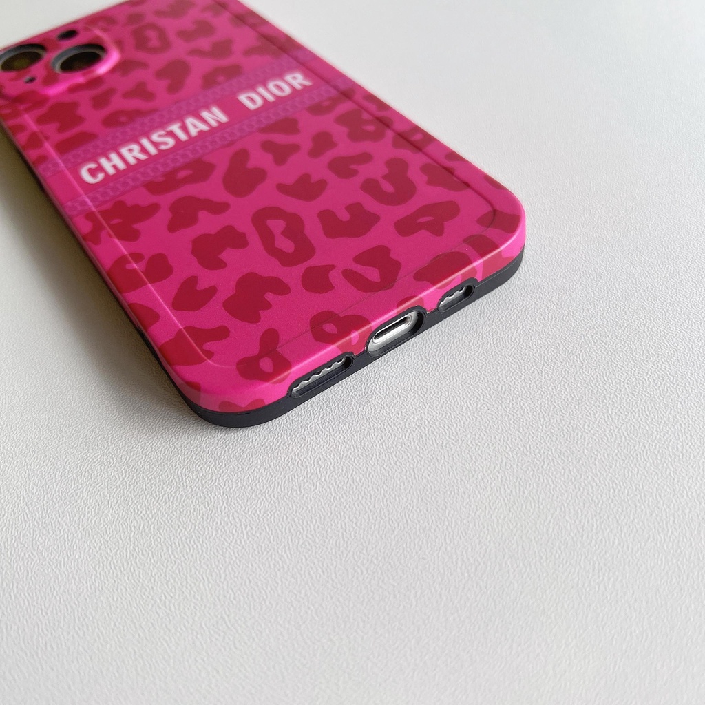 DIOR Ốp Điện Thoại Họa Tiết Da Báo Hồng Sang Trọng Cho iphone 13 Pro Max i13 13pro 11 Pro Max i11 X XR Xs Max 7plus 8plus 12Pro 12 Pro Max