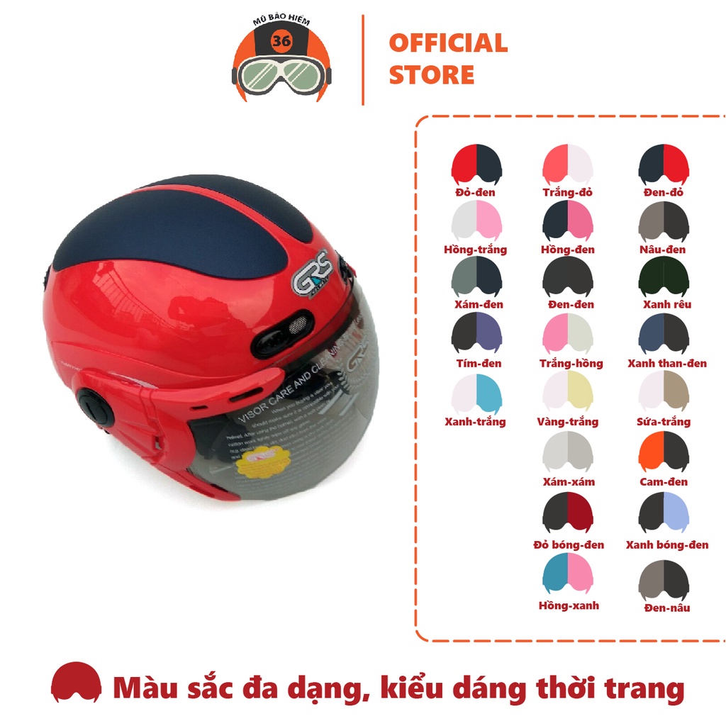 Mũ bảo hiểm nửa đầu GRS A102K nhiều màu
