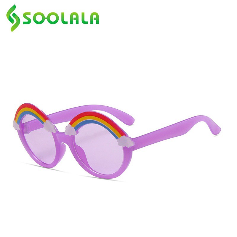 Kính Râm SOOLALA Gọng Tròn Trang Trí Hình Cầu Vồng Nhiều Màu Tùy Chọn Bảo Vệ Mắt Cho Bé Trai Và Bé Gái