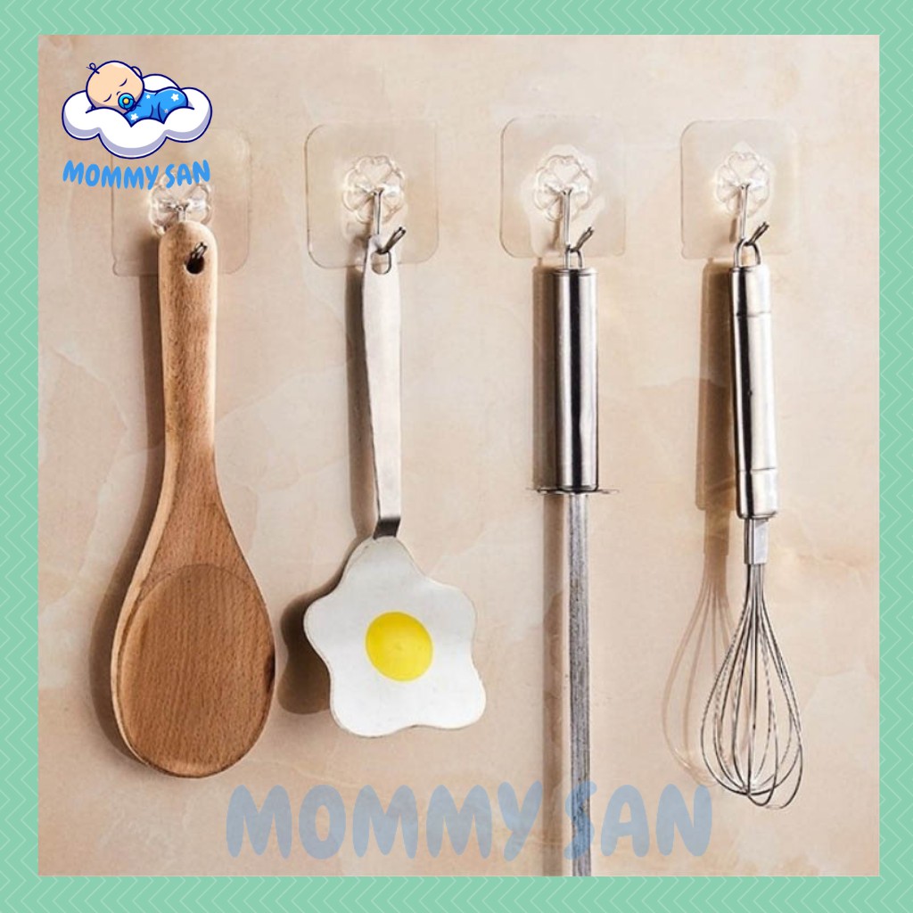 Móc Dán Tường Chịu Lực Siêu Chắc Siêu Bền Trong Suốt Siêu Dính Treo quần áo Thông Minh Mommy San