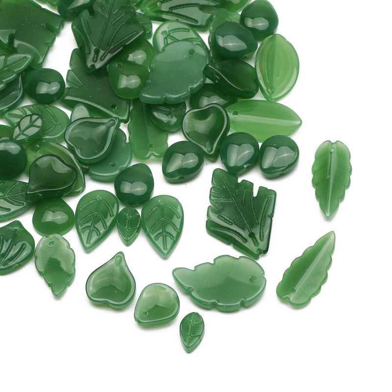 Set 20 Phụ Kiện Làm Trang Sức Thủ Công Hình Oval/Trái Tim/Lá/Mặt Kính/Vòng Hoa