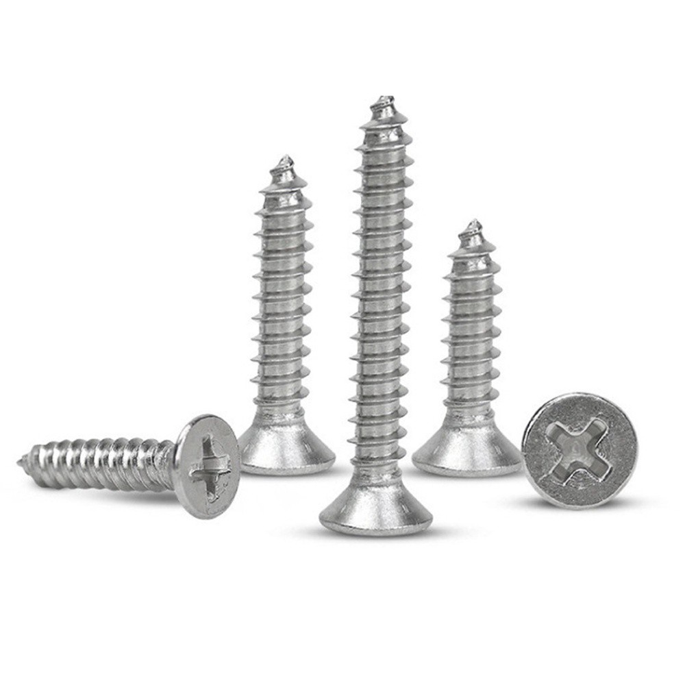 CACTU 4g 6g 8g M3 M4 M6 Fasteners Chipboard Wood Screws A2 Fully Threaded Cross Head New Self Taping Stainless Steel Pozi Countersunk