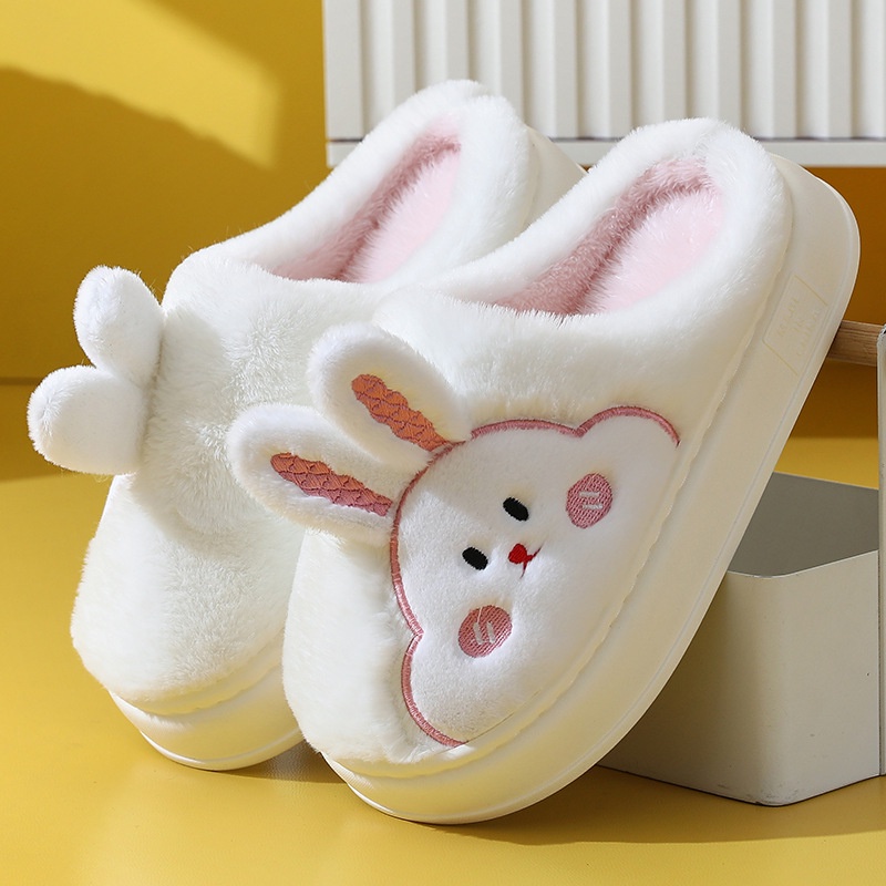[ĐẾ 4CM] Dép Bông Đi Trong Nhà Mùa Đông, Dép Nữ Hình Thỏ CUTE Xinh Xắn Đế Cao Hottrend DBCT01