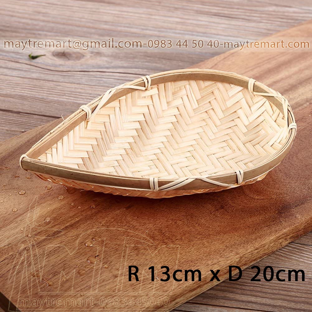 Khay tre l Đĩa tre giọt nước (trắng) trang trí đồ ăn, trang trí sản phẩm.