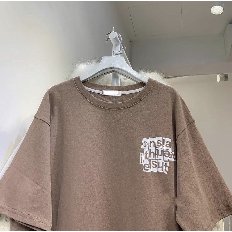 ÁO THUN TAY LỠ UNISEX NAM NỮ NÂU TÂY