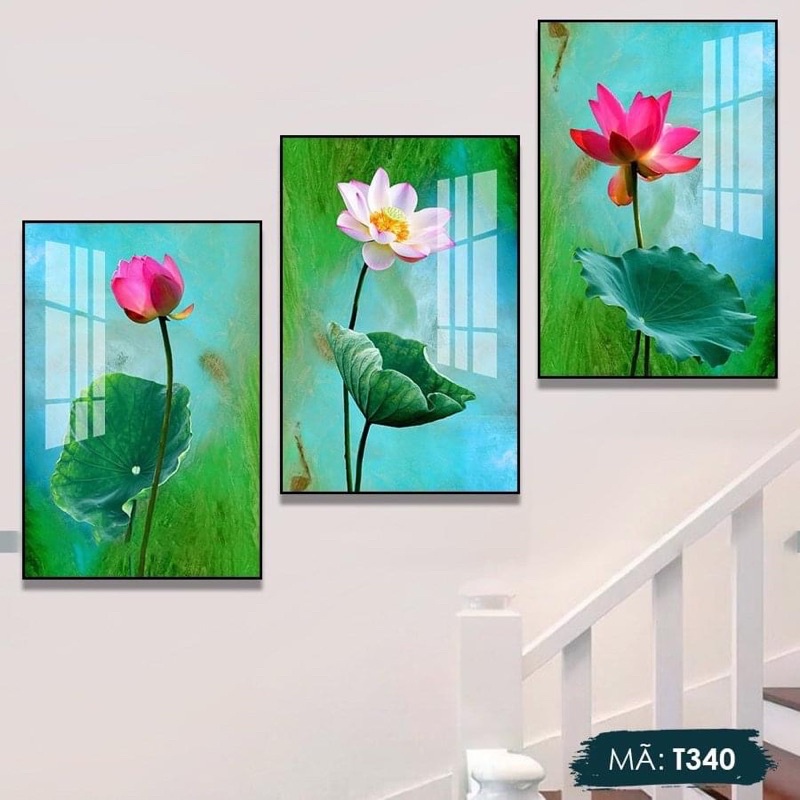Bộ 3 Tranh Treo Tường Tráng gương Phòng Khách/ Ngủ/ Phòng ăn/ Nhà Nghỉ/ Cầu Thang Hoa Lá Hiện Đại